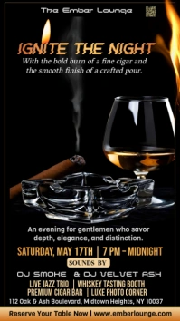 Black Maximalist Cigar And Whiskey Night  Instagram Story template