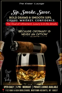 Black Maximalist Cigar And Whiskey Night Poster Cartaz template