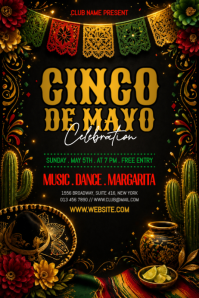Black Maximalist Cinco de Mayo Celebration Poster template