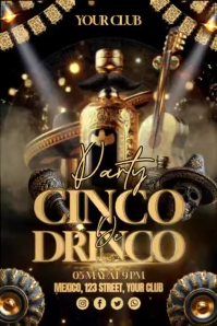 Black Maximalist Cinco de Mayo Party Banner 4' × 6' Video template