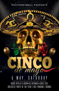 Black Maximalist Cinco de Mayo Party Half Page Wide template