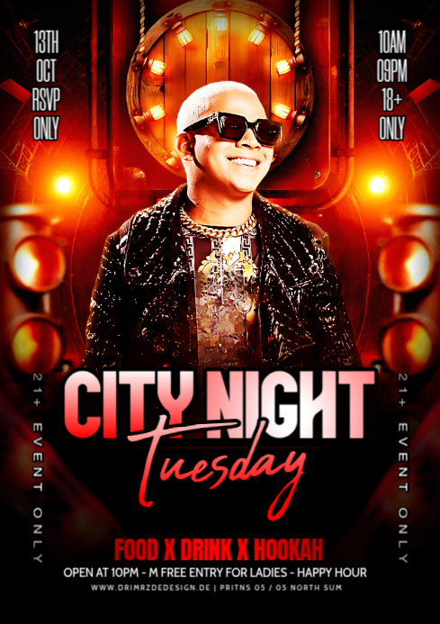 Black Maximalist City Night Party Flyer A4 Template | PosterMyWall