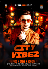 Black Maximalist City Vibes Party Flyer A4 template