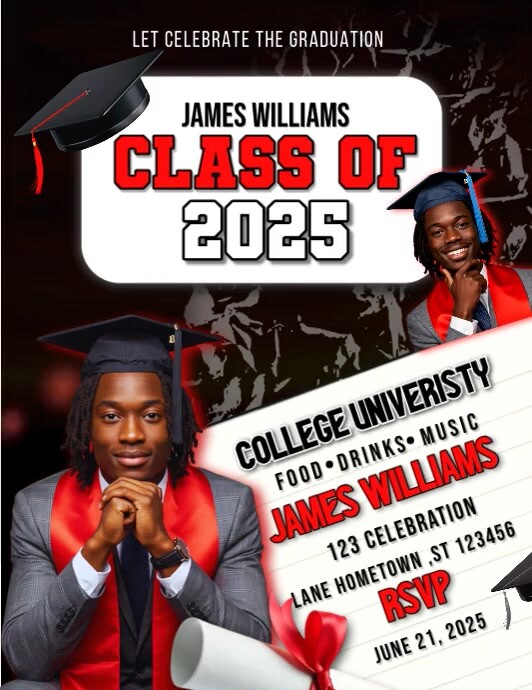 Black Maximalist Class Of 2025 Celebration Flyer (us Letter) template