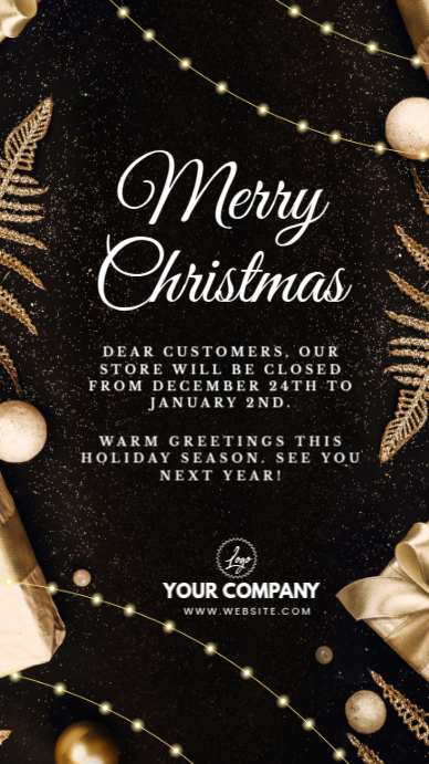 Black Maximalist Closed For Christmas Instagram Story Template ...