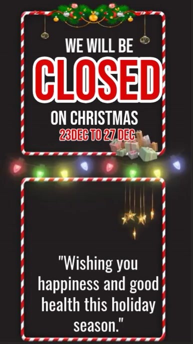Black Maximalist Closed For December  Instagram Reel template