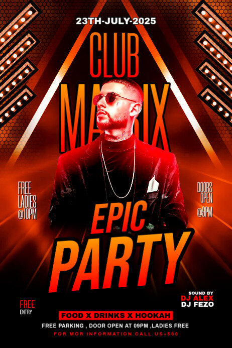 Black Maximalist Club Matrix Party Poster Plakkaat template