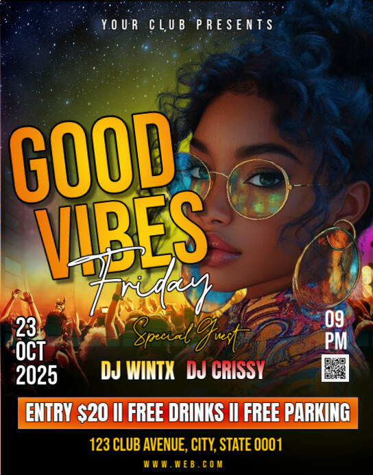 Black Maximalist Club Party Flyer Poster/wallboard template