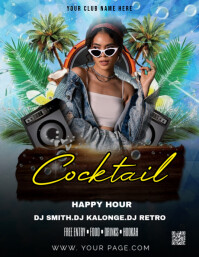 Black Maximalist Cocktail Party Flyer (us Letter) template