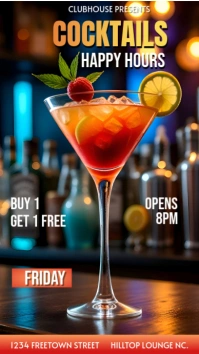 Black Maximalist Cocktails,happy Hour, Menu Instagram Story template
