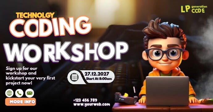 Black Maximalist Coding Workshop  Facebook Shared Image template