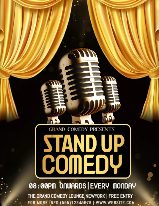 Black Maximalist Comedy Night  Flyer (us Letter) template