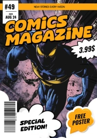 Black Maximalist Comic Book Cover Template A4