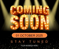 Black Maximalist Coming Soon Announcement Templates  Medium Rectangle Mellemstort rektangel