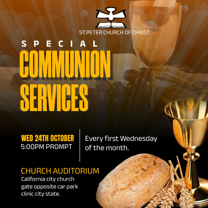 Black Maximalist Communion Service Church Pro Template | PosterMyWall