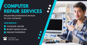 Black Maximalist Computer Repair Facebook Shared Image template