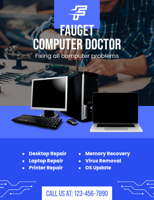 Computer Fix Flyer Black Maximalist Computer Repair Flyer (us Letter) Template | PosterMyWall