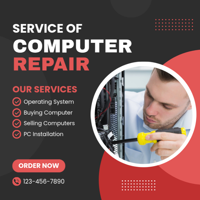 Maximalist Computer Black Maximalist Computer Repair Instagram Post Template | PosterMyWall