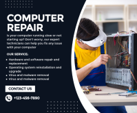 Black Maximalist Computer Repair  Medium Rectangle 中矩形广告 template