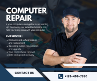 Black Maximalist Computer Repair Medium Rectangle 中矩形广告 template