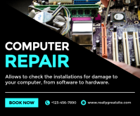 Black Maximalist Computer Repair Medium Rectangle 中矩形广告 template