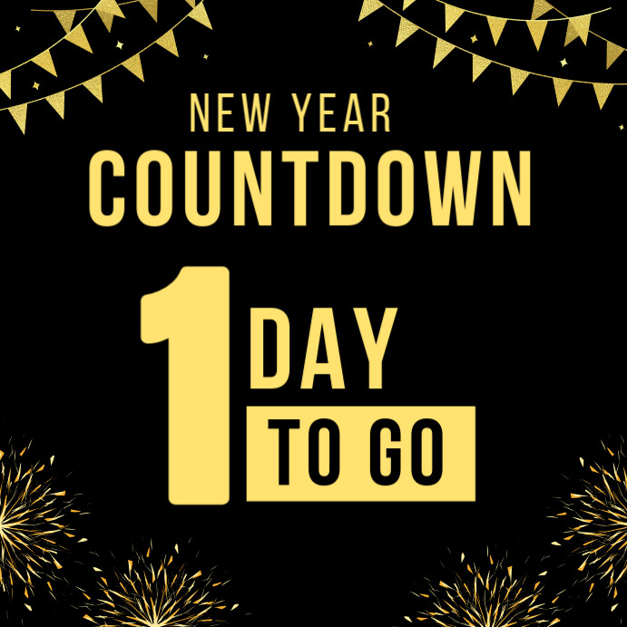 Black Maximalist Countdown To New Year Instagram Post Template ...