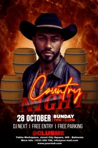 Black Maximalist Country Music Red Party Post Poster template