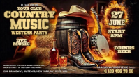 Schwarz Country Music Western Party Ecrã digital Template