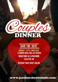 Black Maximalist Couple's Dinner Invitation Video Flyer A5 template