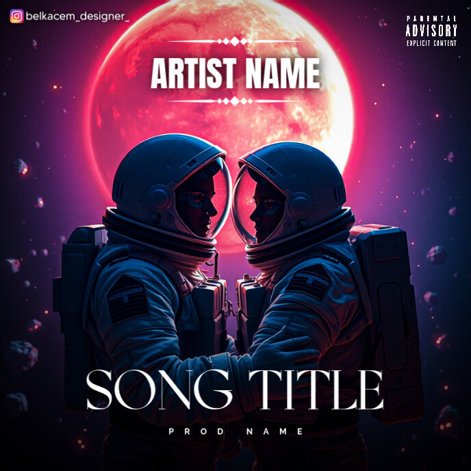 Black Maximalist Couple Astronaut Album Cover Template | PosterMyWall