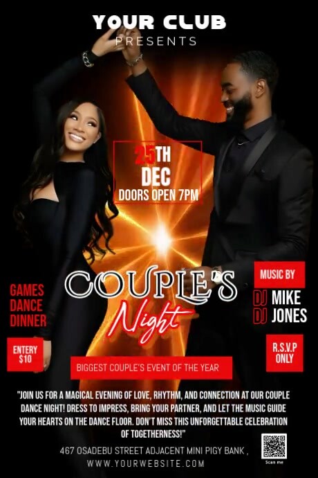 Black Maximalist Couples Dance Party  Poster Plakkaat template
