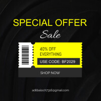 Black Maximalist Coupon Code Design  Instagram Post template