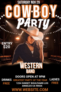 Black Maximalist Cowboy Western Night party Grafika na Pinterest template