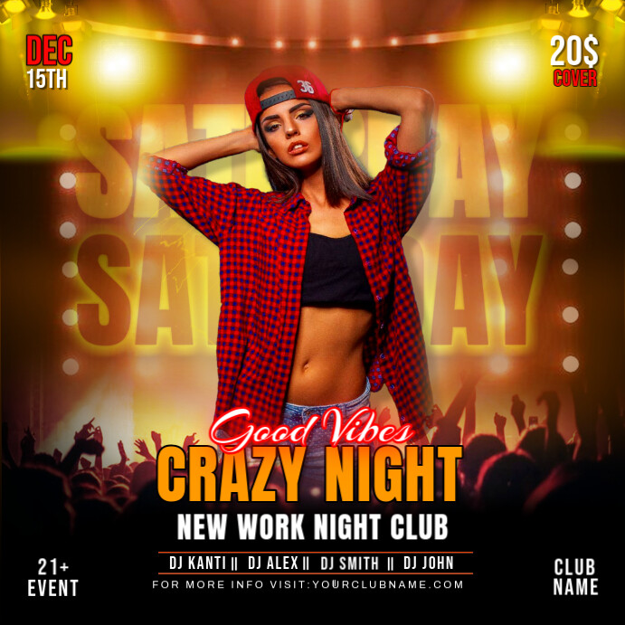 Black Maximalist Crazy Night Good Vibes Instagram Post template