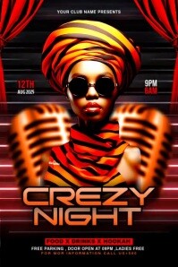 Black Maximalist Crazy Night Party Banner 4' × 6' template