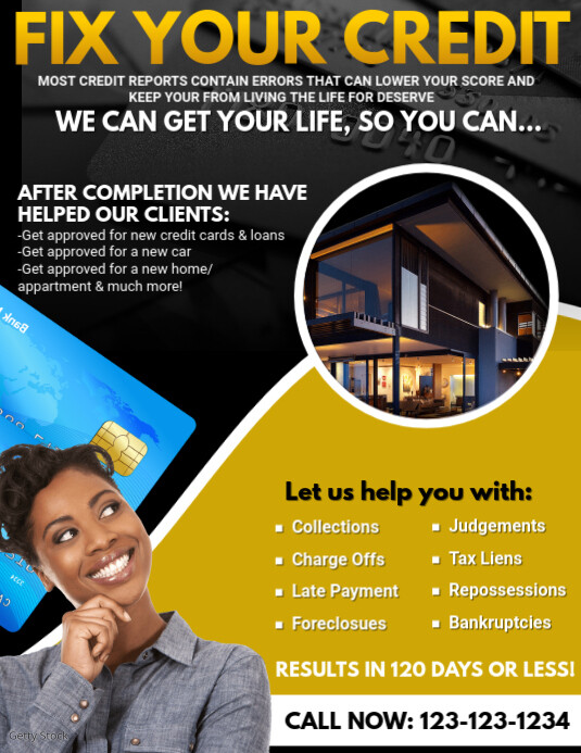 Black Maximalist Credit Repair Flyer (us Letter) template