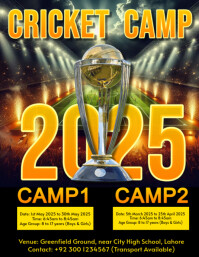 Black Maximalist Cricket Camp Flyer Flyer (us Letter) template