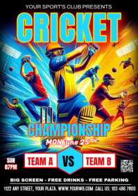 Black Maximalist Cricket Championship A3 template