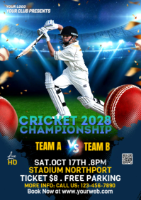 Black Maximalist Cricket Flyer A2 template