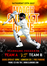 Black Maximalist Cricket Flyer A5 template