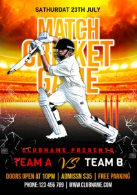 Black Maximalist Cricket Flyer A5 template