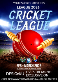 Black Maximalist Cricket League Flyer A5 template