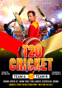 Black Maximalist Cricket Night Flyer A1 template