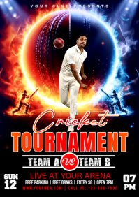 Black Maximalist Cricket Tournament Flyer A1 template