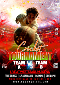Black Maximalist Cricket Tournament Flyer A2 template