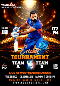Black Maximalist Cricket Tournament Flyer A2 template