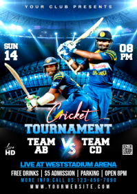 Black Maximalist Cricket Tournament Flyer A3 template
