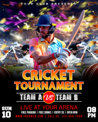 Black Maximalist Cricket Touurnament Flyer Instagram Portrait template