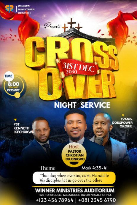 Copy of Black Maximalist Cross Over Night Service Template Design ...