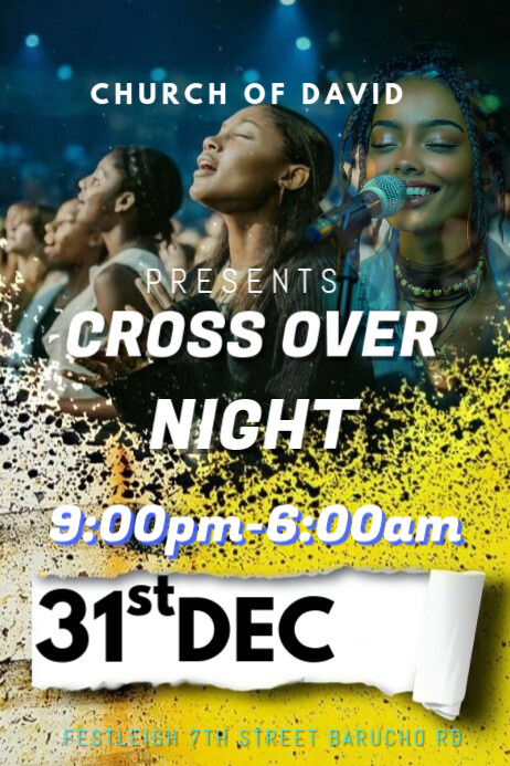 Black Maximalist Cross Overnight Poster template